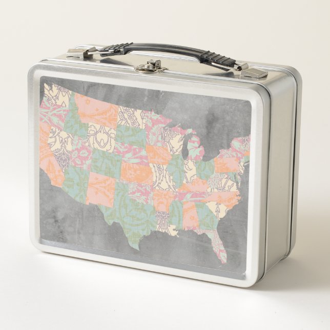 Lunch Box Carte des États de modèle floral (Devant)