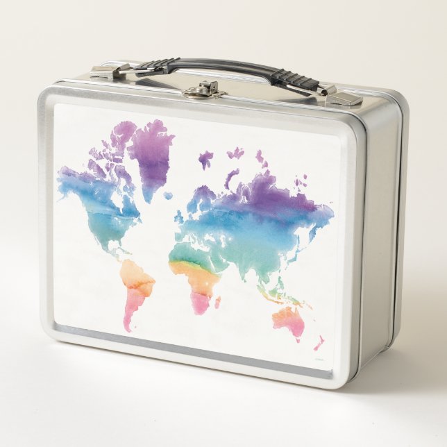 Lunch Box Carte du monde de l'aquarelle (Devant)