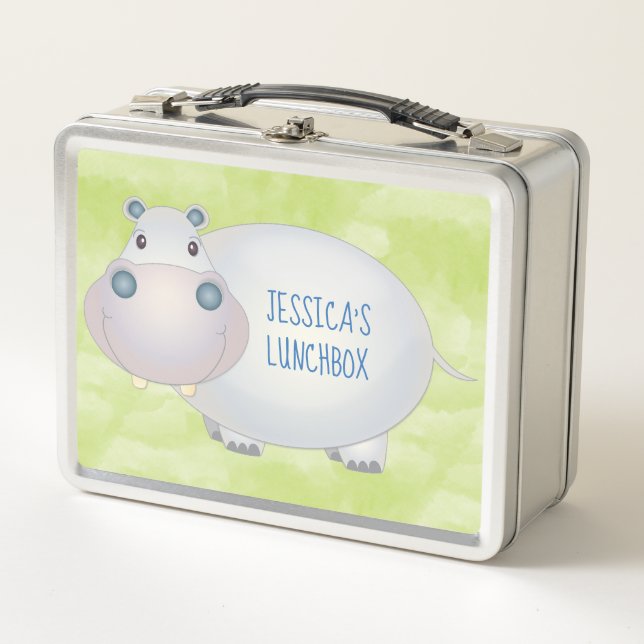 Lunch Box Carton mignon Hippopotame Hippopotame Personnalisé (Devant)