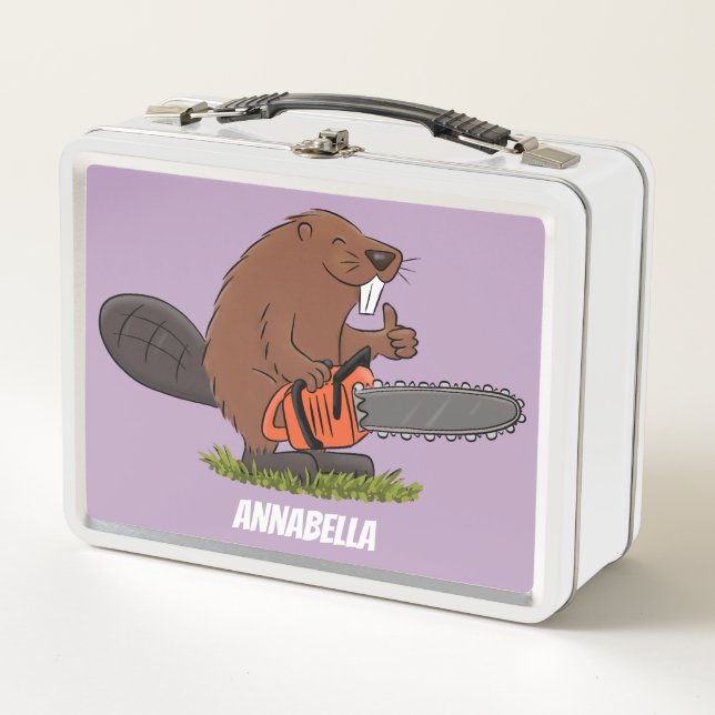 Lunch Box Castor drôle avec humour de dessin animé de tronço (Devant)