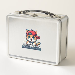 Lunch Box Cat Jouer Piano Design pour la musique et les Amou