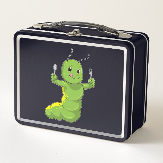 Lunch Box Caterpillar avec cuillère et fourche (Devant)