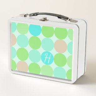 Lunch Box Cercles Bleu Turquoise, Vert Pomme et Corail Clair