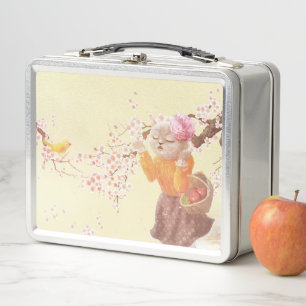Lunch Box Chanter Chat avec panier à fleurs