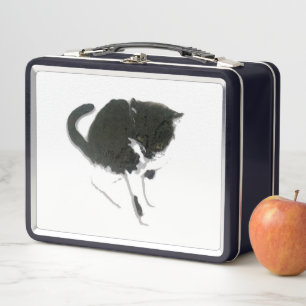 Lunch Box Chat Art Noir Blanc Kitty