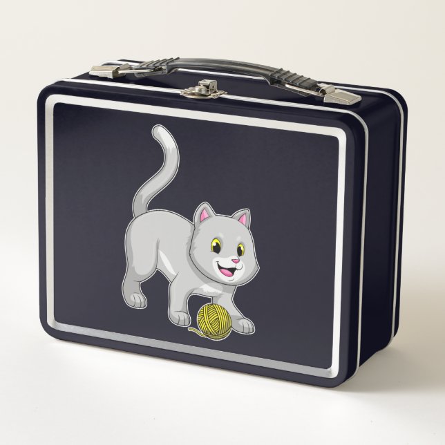 Lunch Box Chat avec bille de laine (Devant)