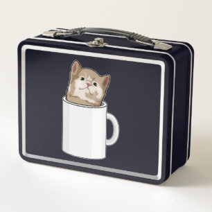 Lunch Box Chat avec tasse de café