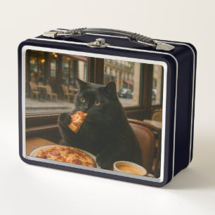 Lunch Box Chat avec tasse de café dans un café
