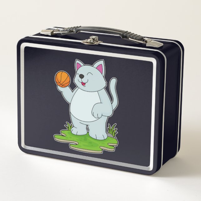 Lunch Box Chat comme joueur de basket-ball avec basket-ball (Devant)