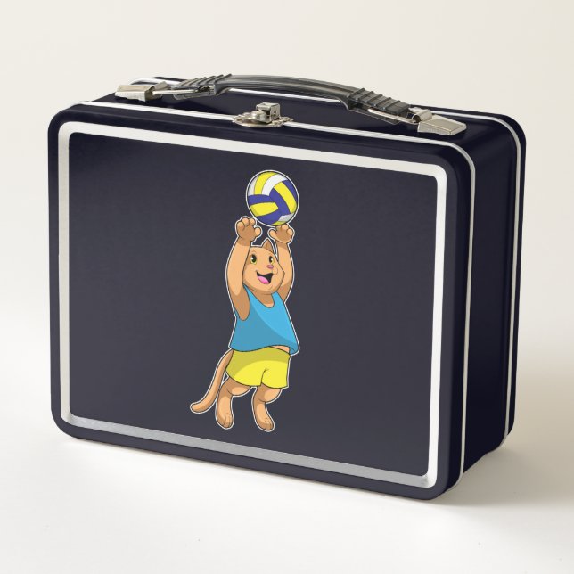 Lunch Box Chat comme joueur de volley-ball avec volleyball (Devant)