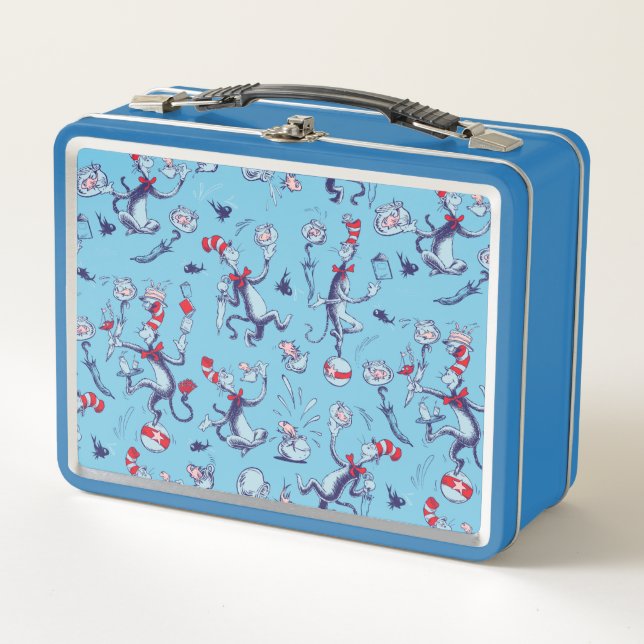 Lunch Box Chat Dans Le Casquette | Motif bleu (Devant)