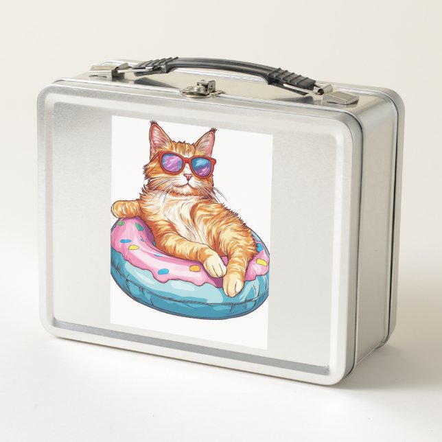 Lunch Box Chat détendu ambiance estivale � Kitty drôle au bo (Devant)