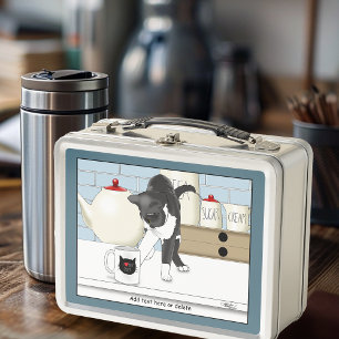 Lunch Box Chat Gris Blanc Curieux Tasse à Thé Drôle Cuisine
