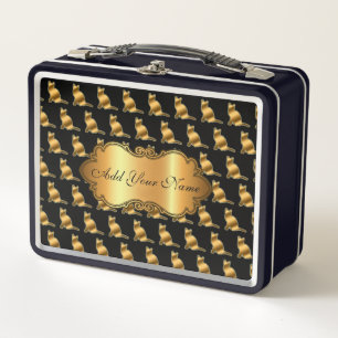 Lunch Box Chat Or Moderne Luxe Ajouter Votre Texte