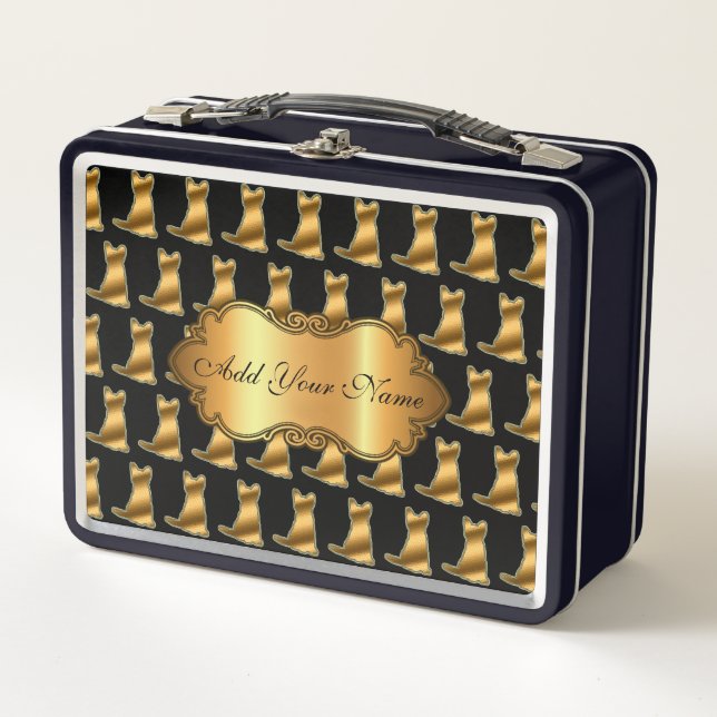 Lunch Box Chat Or Moderne Luxe Ajouter Votre Texte (Devant)