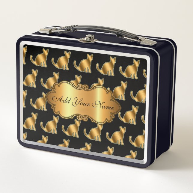 Lunch Box Chat Or Moderne Luxe Ajouter Votre Texte (Devant)