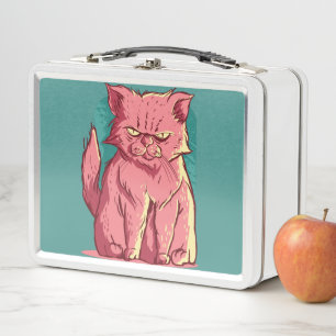 Lunch Box Chat Rose Drôle