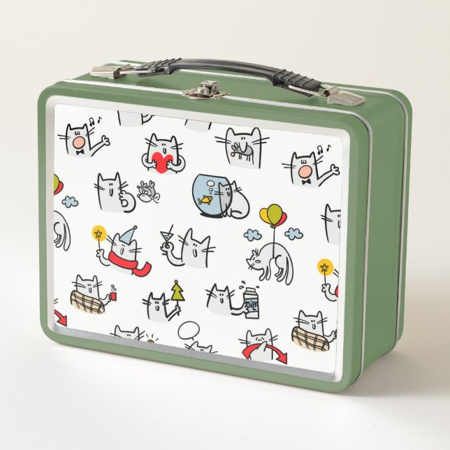 Lunch Box Chats amusants, lait et magie. (Devant)