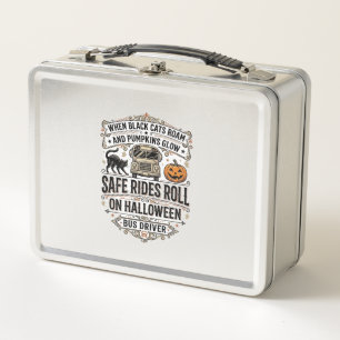 Lunch Box Chauffeur de Bus Halloween Gravure Vintage Épouvan