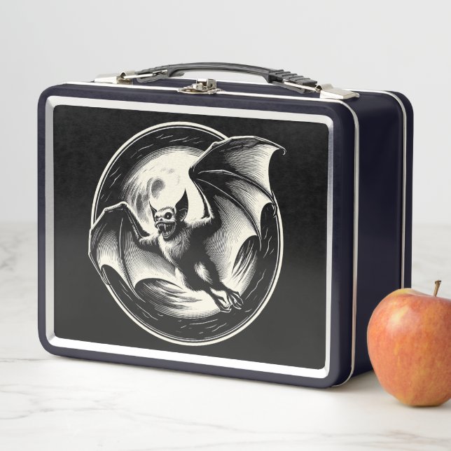 Lunch Box Chauve-souris volant avec lune derrière l'horreur  (En situation)