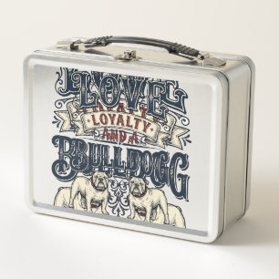 Lunch Box Chemise d'amour Bulldog Gravure vintage Citation d