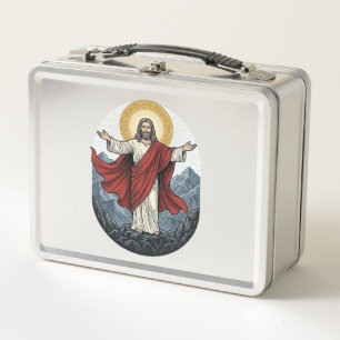 Lunch Box Chemise de montagne Jésus gravure vintage