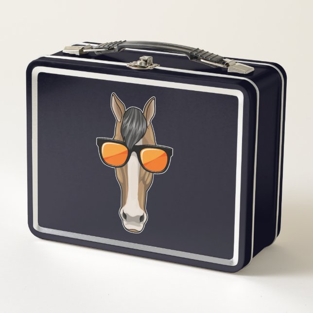 Lunch Box Cheval avec des lunettes de soleil (Devant)