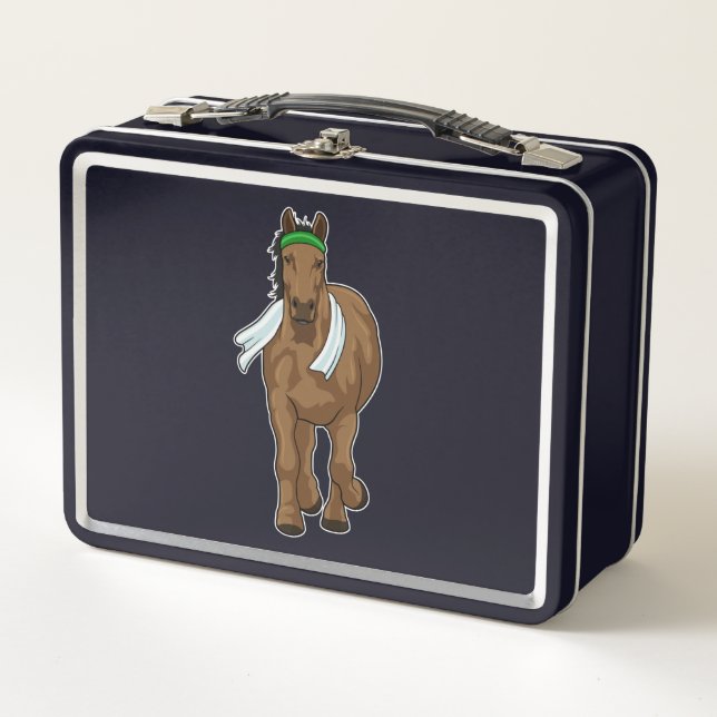 Lunch Box Cheval comme coureur avec serviette (Devant)