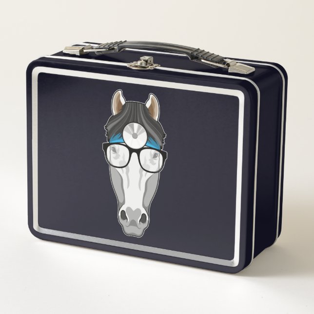 Lunch Box Cheval comme docteur avec lunettes (Devant)