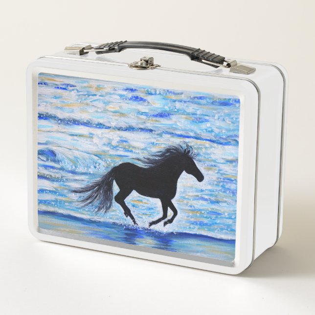 Lunch Box Cheval courir libre par la peinture de mer (Devant)