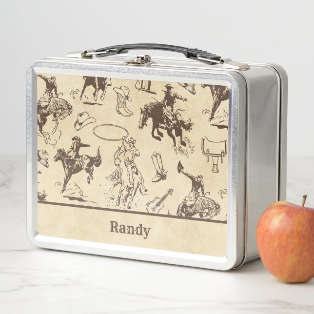 Lunch Box Chevaux de Rodéo Occidentaux Cowboy Personnalisés (En situation)