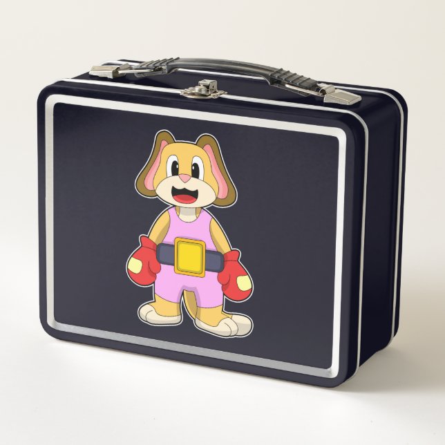 Lunch Box Chien à la boxe avec gants de boxe (Devant)