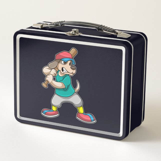 Lunch Box Chien au baseball avec batte de baseball (Devant)