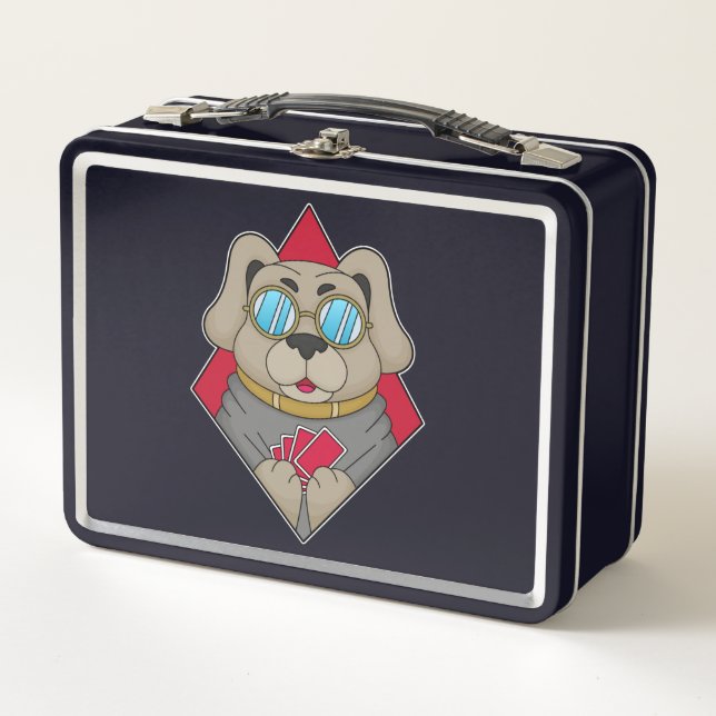 Lunch Box Chien au Poker avec cartes de Poker (Devant)