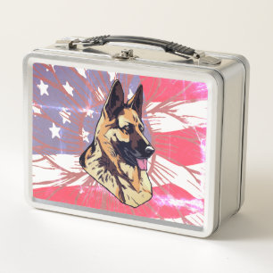 Lunch Box Chien berger allemand avec les Etats-Unis Drapeau