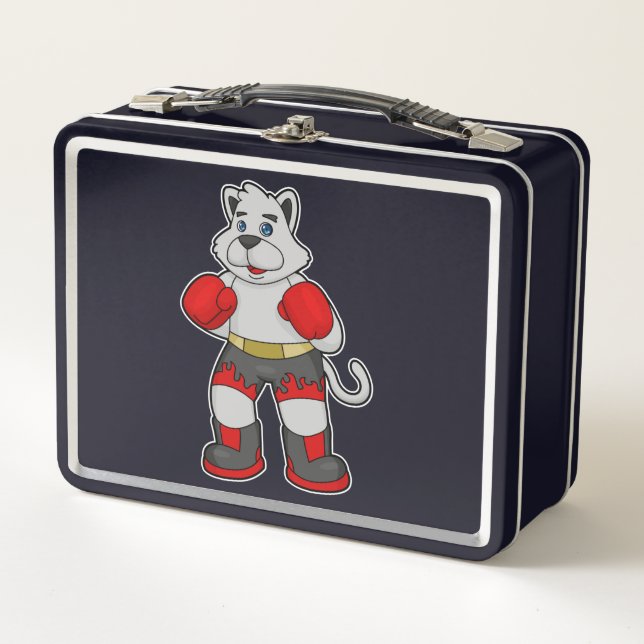 Lunch Box Chien comme boîte avec gants de boxe (Devant)