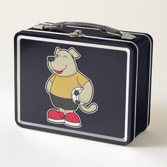 Lunch Box Chien comme joueur de football avec balle de footb (Devant)
