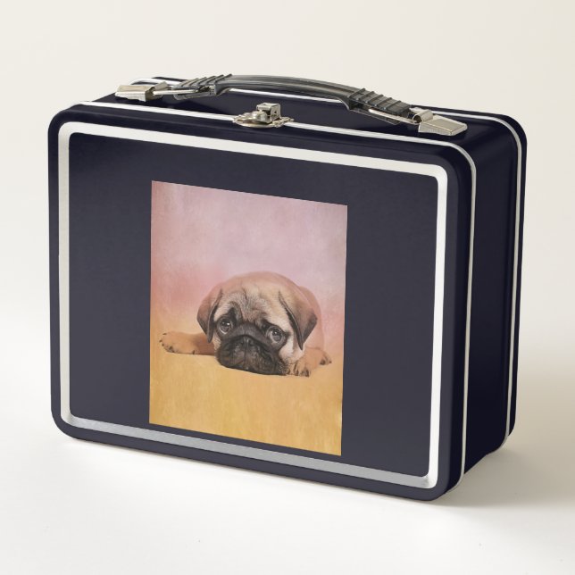 Lunch Box Chiot Carlin mignon | Cadeau Amoureux de les chien (Devant)