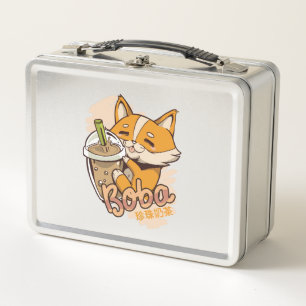 Lunch Box Chiot Corgi Mignon avec Bubble Tea