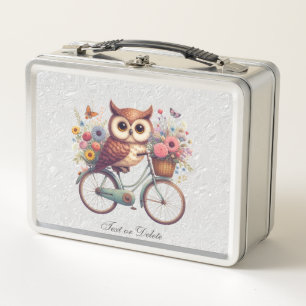 Lunch Box Chouette à bicyclette florale Boîte à lunch en mét