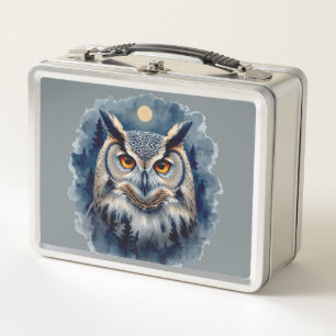 Lunch Box Chouette de Lune Mystique Art Aquarelle Forêt Cé