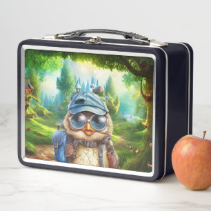 Lunch Box Chouette voyageuse dans une forêt enchantée