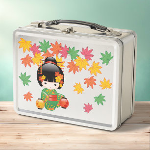 Lunch Box Chute Poupée Kokeshi - Green Kimono Geisha Girl