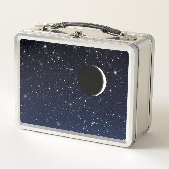 Lunch Box Ciel étoilé et lune à croissant, bleu profond à no (Devant)