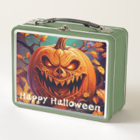 Citrouille orange effrayante avec visage, Hallowee