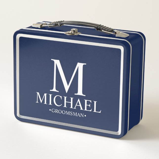 Lunch Box Classic Personnalisé Groomsman Metal Boîte Cadeau (Devant)
