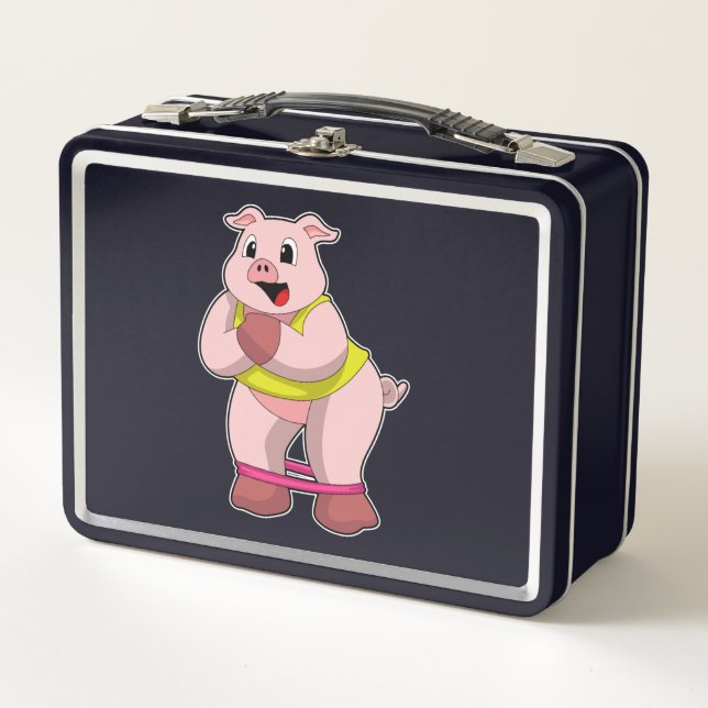 Lunch Box Cochon de fitness avec bande de caoutchouc (Devant)