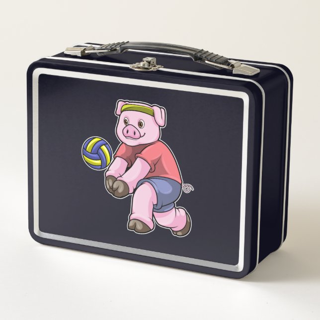 Lunch Box Cochon de sport avec volleyball (Devant)