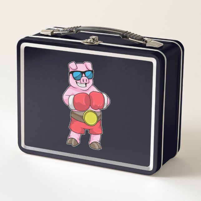 Lunch Box Cochon en boîte avec gants de boxe (Devant)