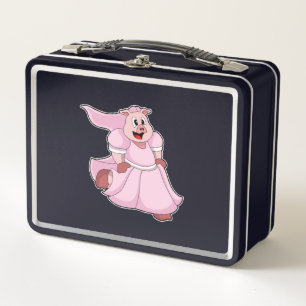 Lunch Box Cochon en mariée avec robe de mariée